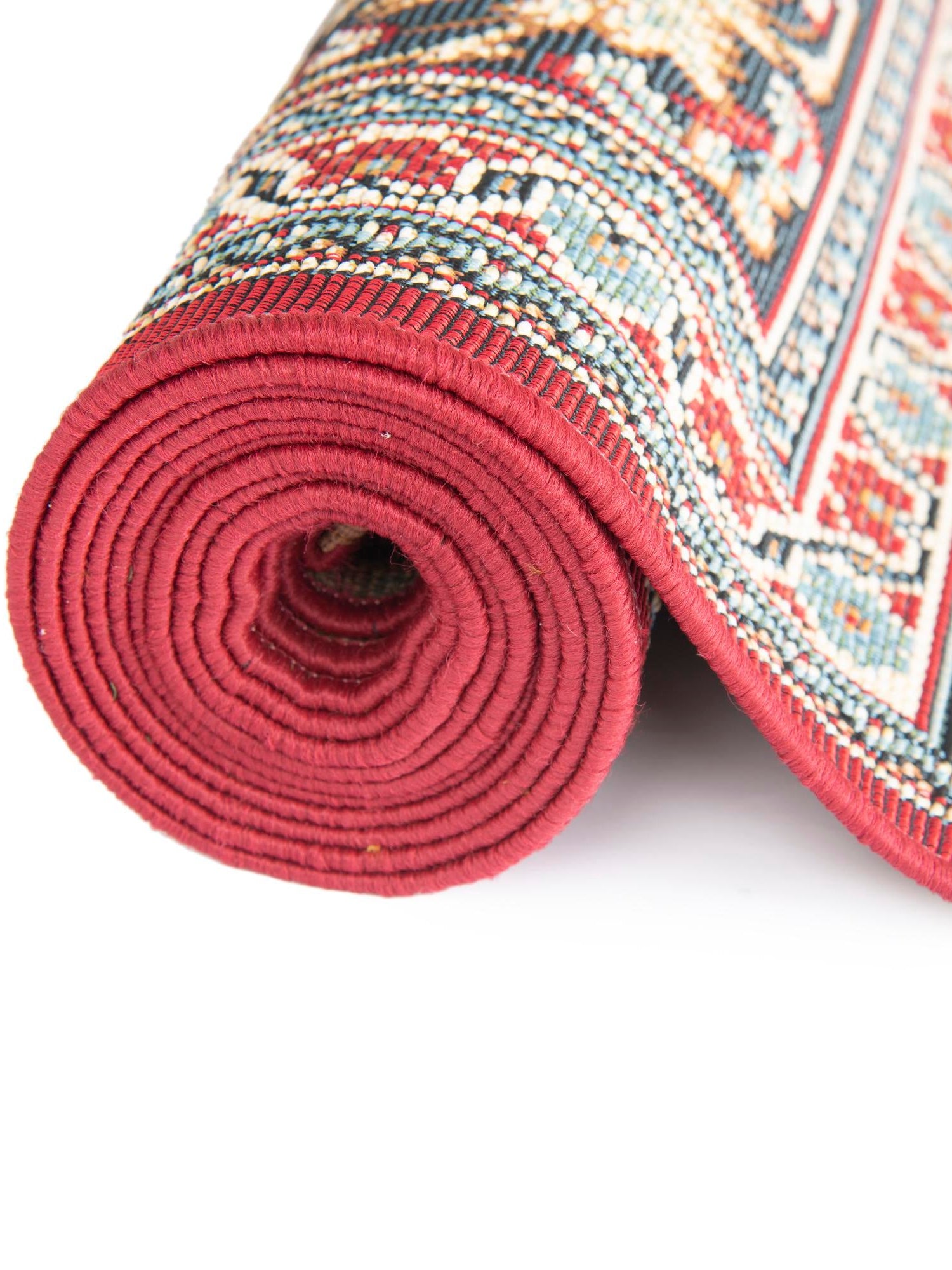 Red 7' 10 x 10' Outdoor Traditional Rectangle Area Rug Weather Resistant for Patio, Deck, Terrace, Balcony, Porch Classical Design Outside Carpet for Sale at Rug Engine