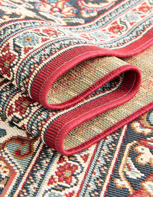 Red 4' 1 x 6' 1 Outdoor Traditional Rectangle Area Rug Weather Resistant for Patio, Deck, Terrace, Balcony, Porch Classical Design Outside Carpet for Sale at Rug Engine