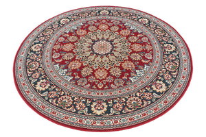 Red 6' 1 x 6' 1 Outdoor Traditional Round Area Rug Weather Resistant for Patio, Deck, Terrace, Balcony, Porch Classical Design Outside Carpet for Sale at Rug Engine
