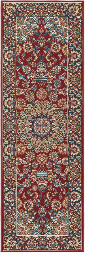 Red 2' x 6' 1 Outdoor Traditional Runner Area Rug Weather Resistant for Patio, Deck, Terrace, Balcony, Porch Classical Design Outside Carpet for Sale at Rug Engine