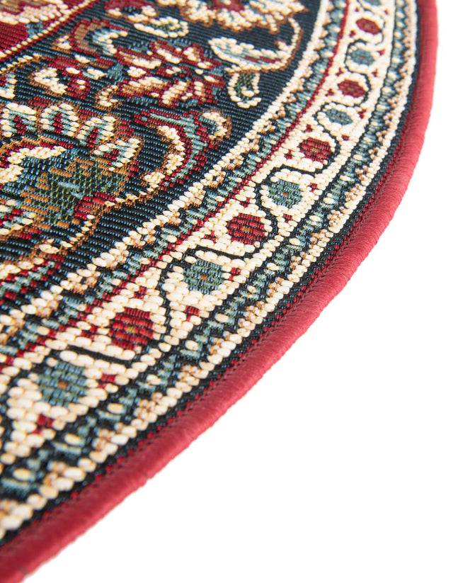 Red 10' x 10' Outdoor Traditional Round Area Rug Weather Resistant for Patio, Deck, Terrace, Balcony, Porch Classical Design Outside Carpet for Sale at Rug Engine