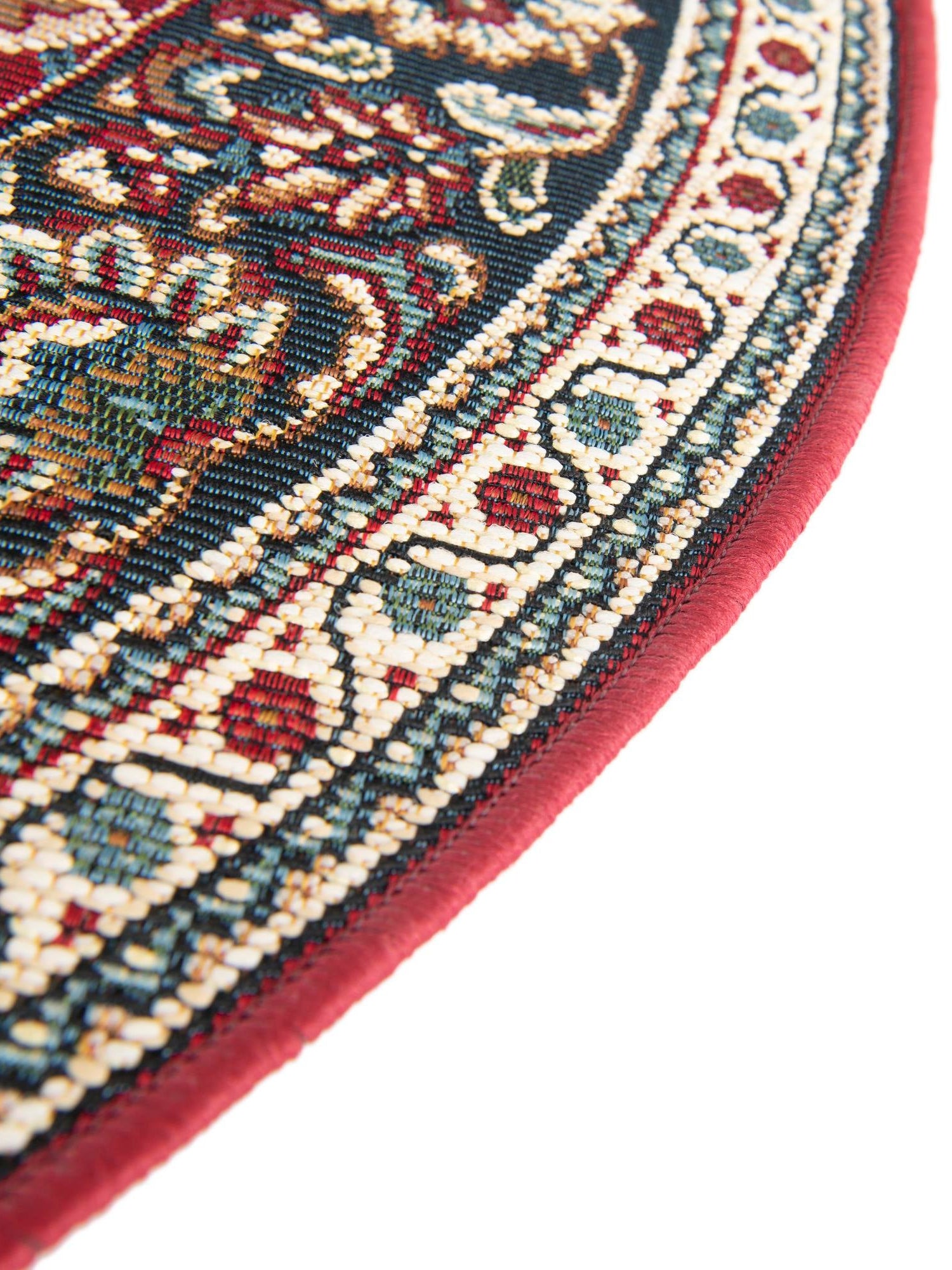 Red 6' 1 x 6' 1 Outdoor Traditional Round Area Rug Weather Resistant for Patio, Deck, Terrace, Balcony, Porch Classical Design Outside Carpet for Sale at Rug Engine