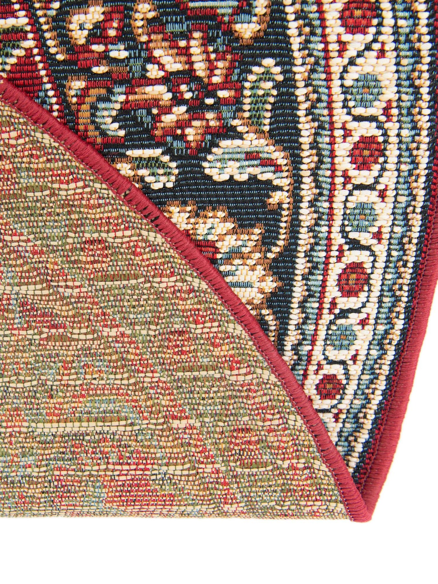 Red 6' 1 x 6' 1 Outdoor Traditional Round Area Rug Weather Resistant for Patio, Deck, Terrace, Balcony, Porch Classical Design Outside Carpet for Sale at Rug Engine
