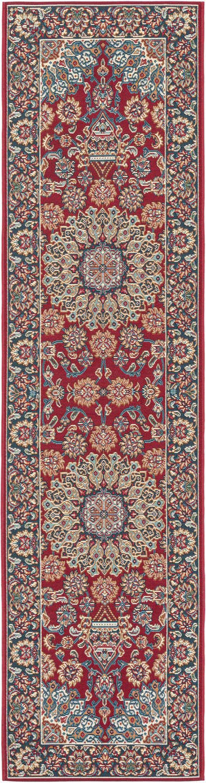 Red 2' x 8' Outdoor Traditional Runner Area Rug Weather Resistant for Patio, Deck, Terrace, Balcony, Porch Classical Design Outside Carpet for Sale at Rug Engine