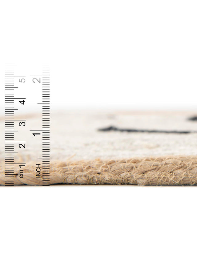 White and Natural 5' 1 x 5' 1 Kids Braided Jute Round Rug