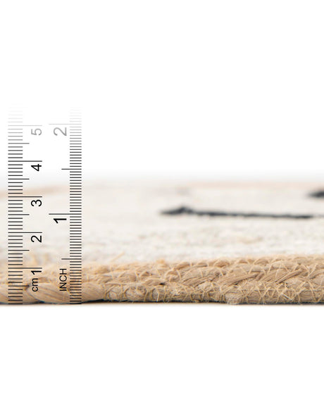 White and Natural 4' 1 x 4' 1 Kids Braided Jute Round Area Rug for Baby Nursery, Toddler Playroom,  Bedrooms All Natural Eco-Friendly Sustainable Carpet for Sale at Rug Engine