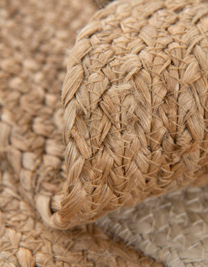 White and Natural 8' x 8' Kids Braided Jute Round Rug