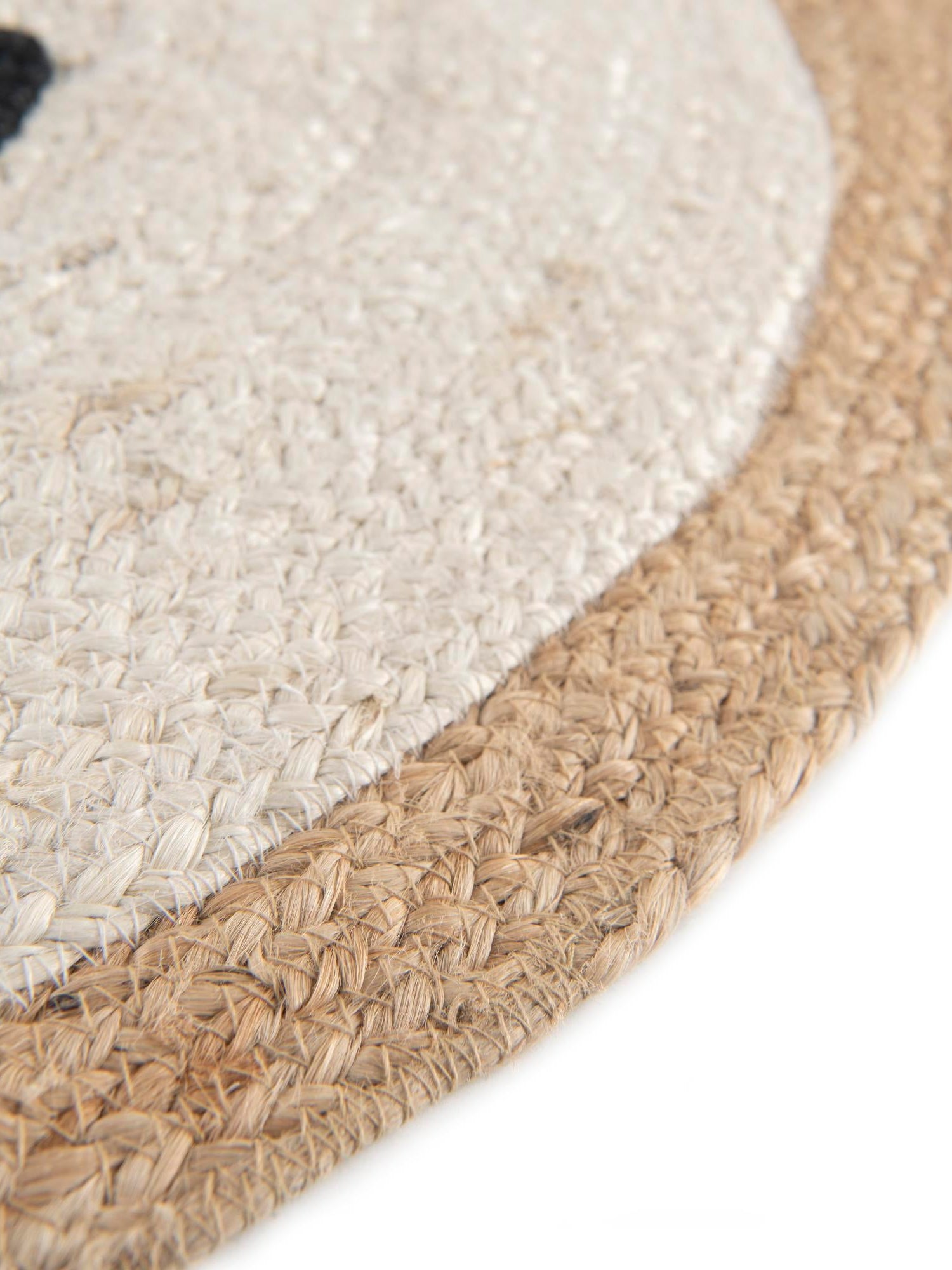 White and Natural 5' 1 x 5' 1 Kids Braided Jute Round Area Rug for Baby Nursery, Toddler Playroom,  Bedrooms All Natural Eco-Friendly Sustainable Carpet for Sale at Rug Engine