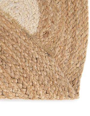 White and Natural 8' x 8' Kids Braided Jute Round Rug