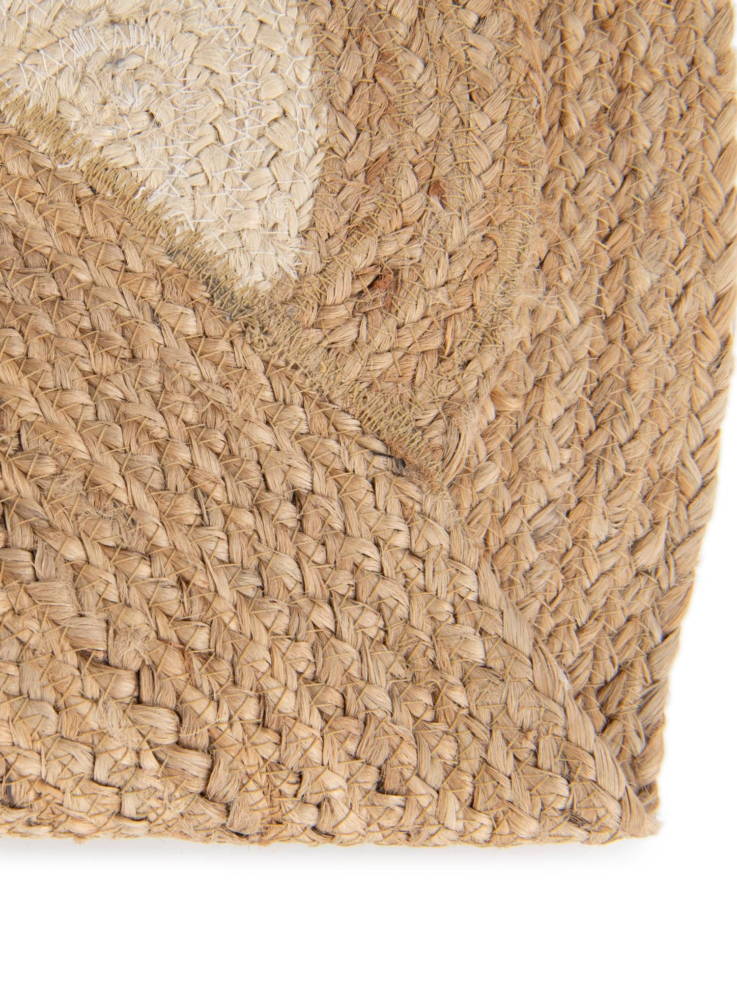 White and Natural 6' 1 x 6' 1 Kids Braided Jute Round Area Rug for Baby Nursery, Toddler Playroom,  Bedrooms All Natural Eco-Friendly Sustainable Carpet for Sale at Rug Engine