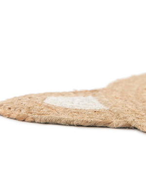 White and Natural 5' 1 x 5' 1 Kids Braided Jute Round Rug