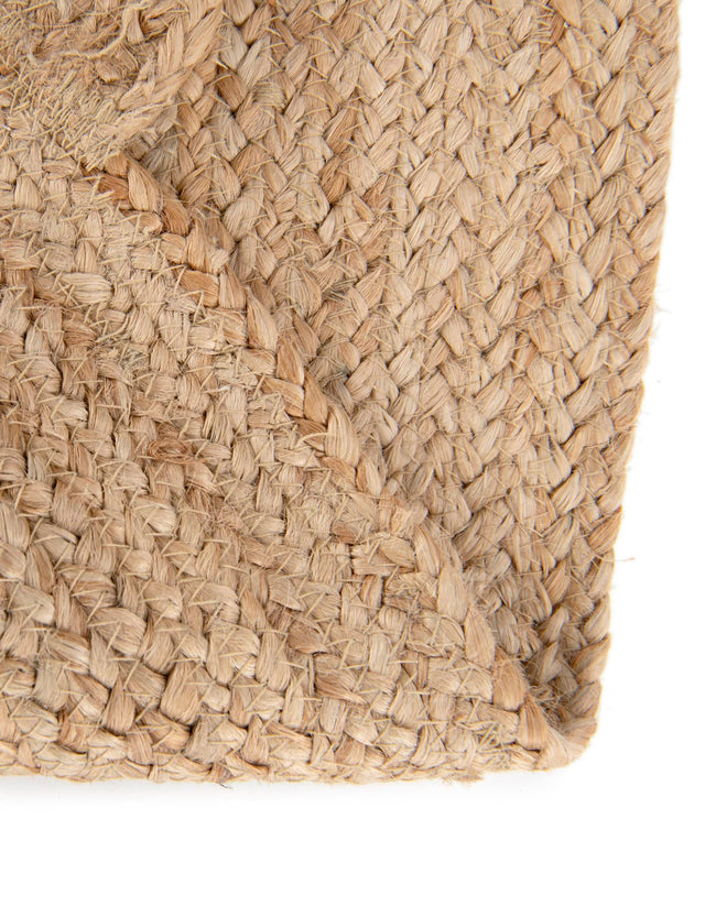 Natural and White 3' 1 x 3' 1 Kids Braided Jute Round Rug