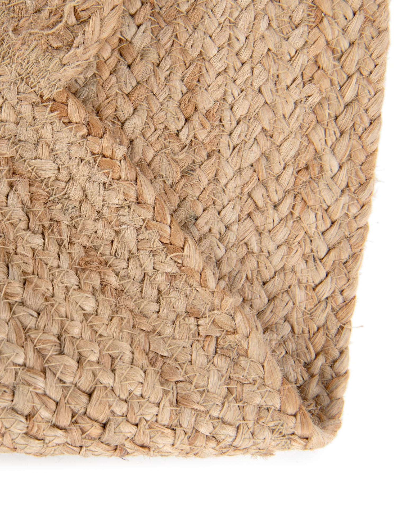 Natural and White 6' 1 x 6' 1 Kids Braided Jute Round Area Rug for Baby Nursery, Toddler Playroom,  Bedrooms All Natural Eco-Friendly Sustainable Carpet for Sale at Rug Engine
