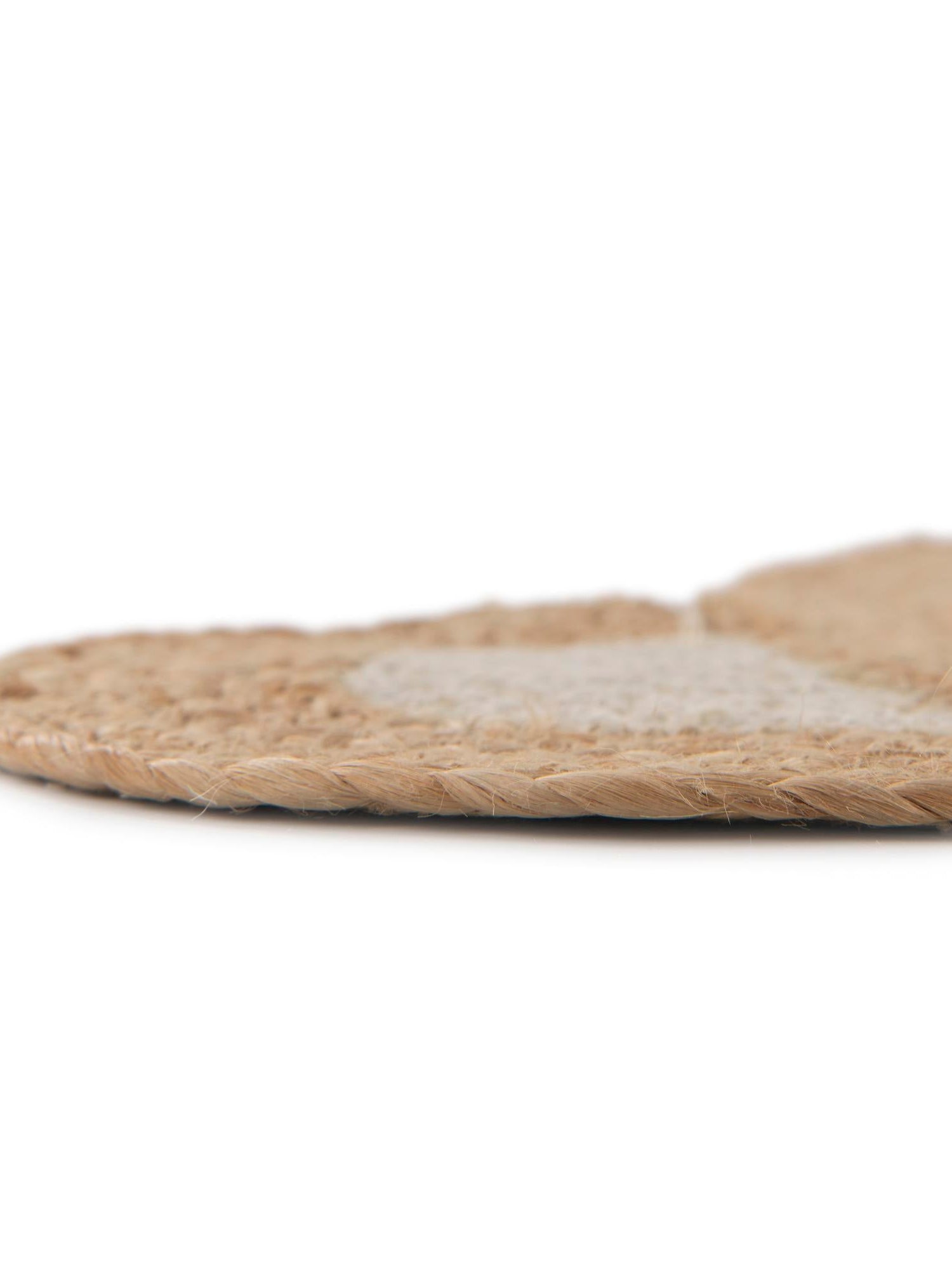 Natural and White 4' 1 x 4' 1 Kids Braided Jute Round Area Rug for Baby Nursery, Toddler Playroom,  Bedrooms All Natural Eco-Friendly Sustainable Carpet for Sale at Rug Engine