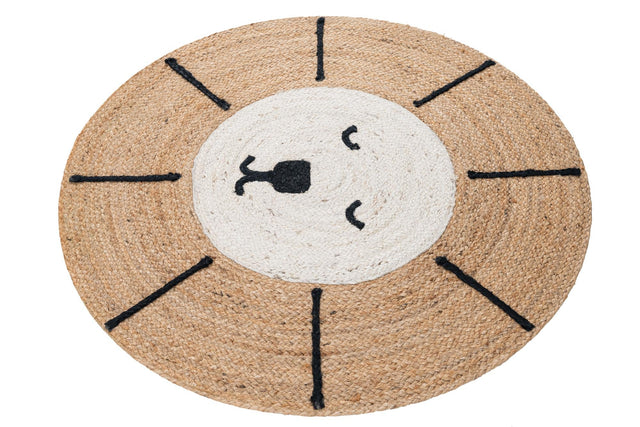 Natural and Ivory 3' 1 x 3' 1 Kids Braided Jute Round Rug