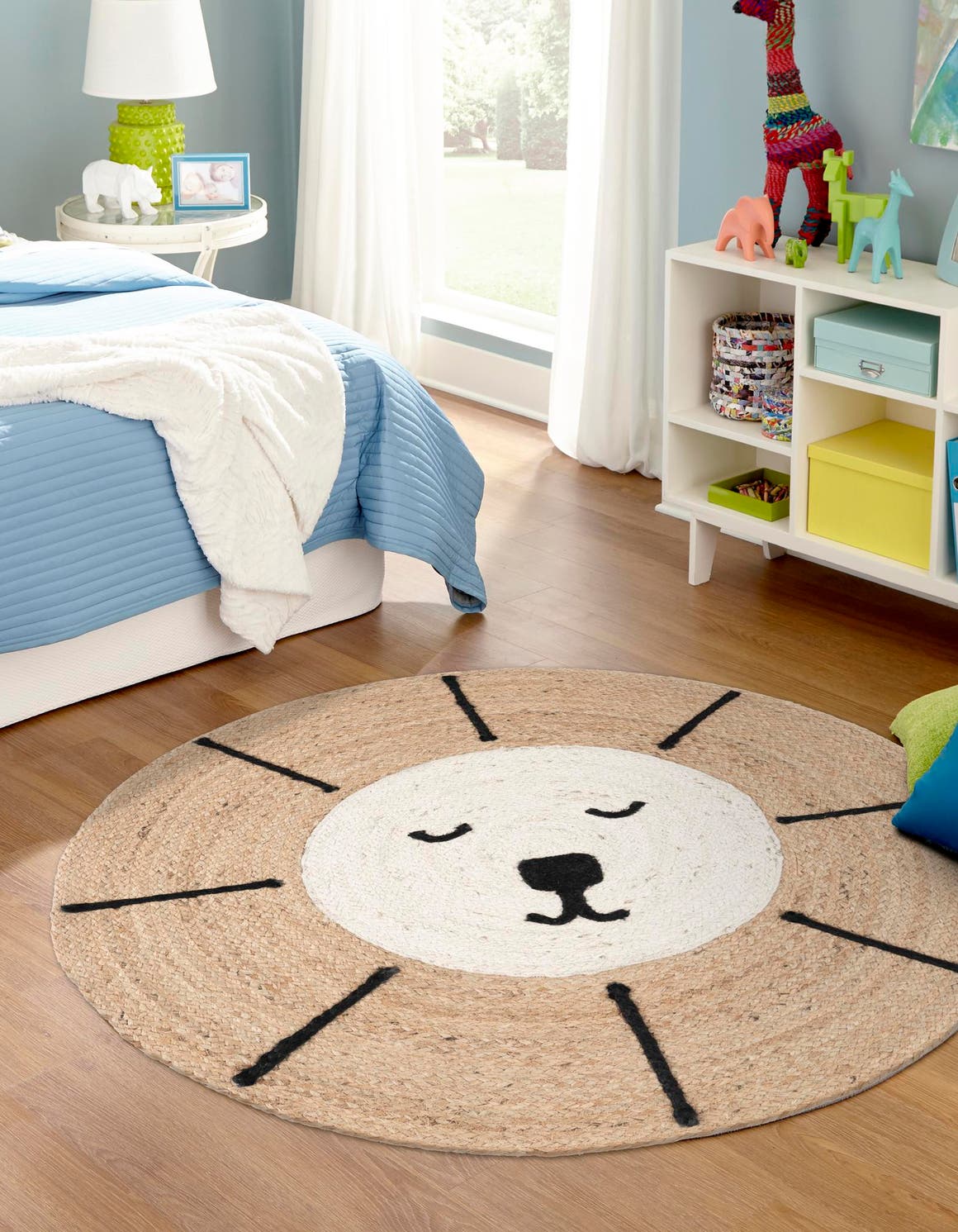Natural and Ivory 3' 1 x 3' 1 Kids Braided Jute Round Area Rug for Baby Nursery, Toddler Playroom,  Bedrooms All Natural Eco-Friendly Sustainable Carpet for Sale at Rug Engine