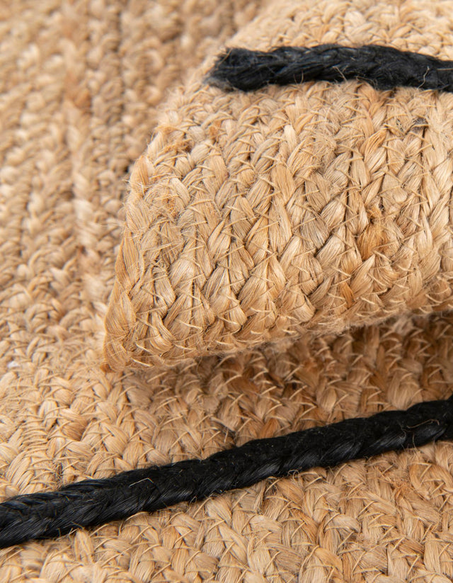 Natural and Ivory 6' 1 x 6' 1 Kids Braided Jute Round Rug