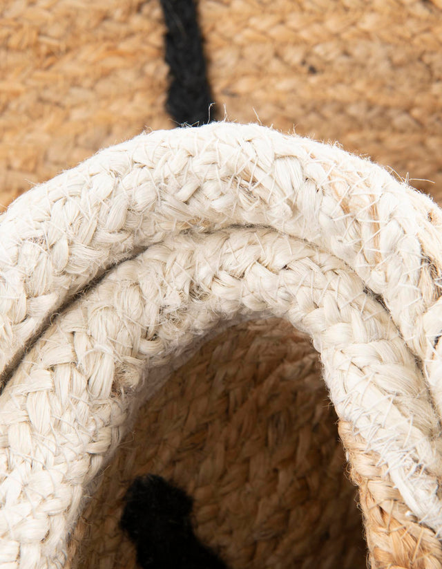 Natural and Ivory 6' 1 x 6' 1 Kids Braided Jute Round Rug