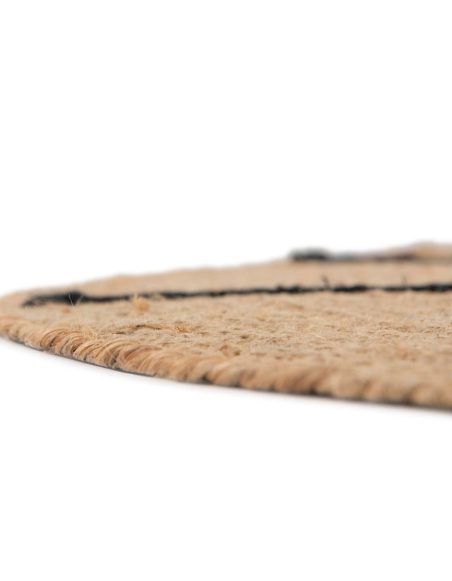 Natural and Ivory 6' 1 x 6' 1 Kids Braided Jute Round Rug
