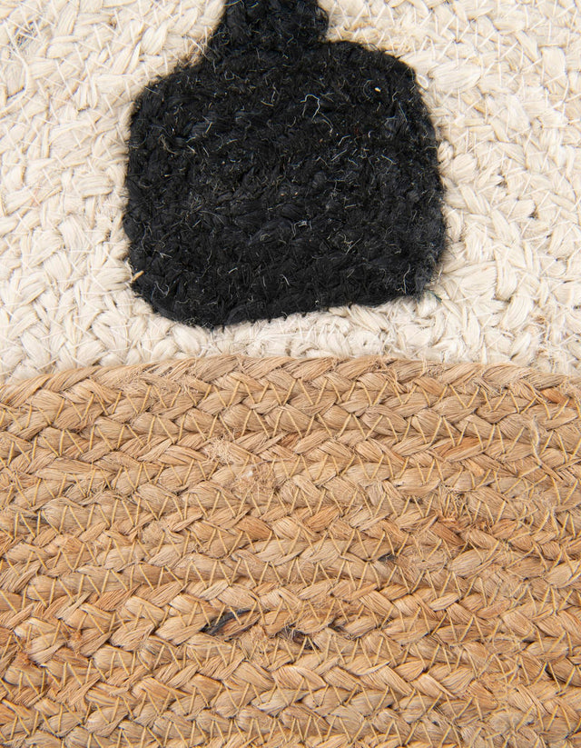 Natural and Ivory 3' 1 x 3' 1 Kids Braided Jute Round Rug