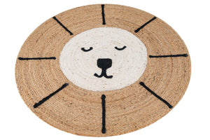 Natural and Ivory 3' 1 x 3' 1 Kids Braided Jute Round Rug