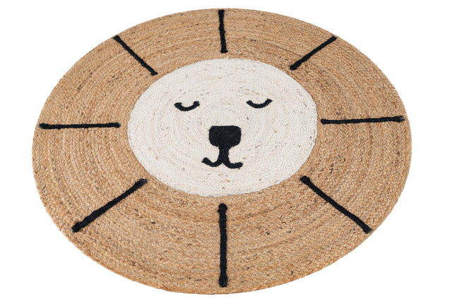 Natural and Ivory 3' 1 x 3' 1 Kids Braided Jute Round Rug