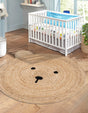 Natural 5' 1 x 5' 1 Kids Braided Jute Round Rug
