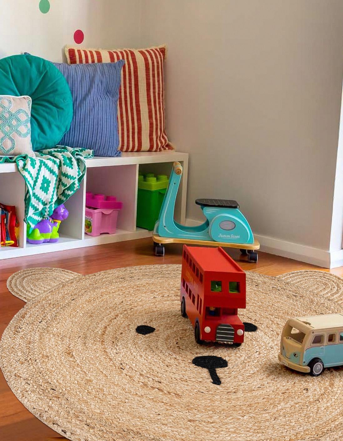 Natural 4' 1 x 4' 1 Kids Braided Jute Round Area Rug for Baby Nursery, Toddler Playroom,  Bedrooms All Natural Eco-Friendly Sustainable Carpet for Sale at Rug Engine