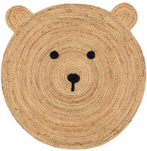 Natural 4' 1 x 4' 1 Kids Braided Jute Round Rug