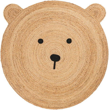 Natural 5' 1 x 5' 1 Kids Braided Jute Round Rug