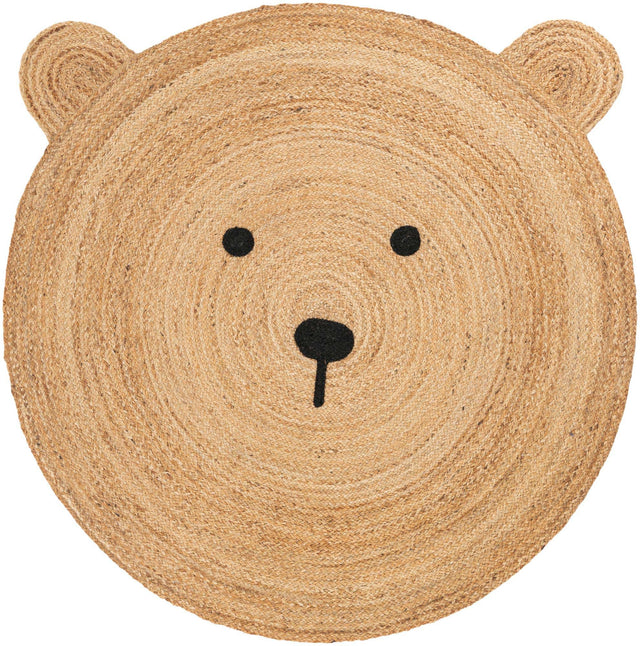 Natural 5' 1 x 5' 1 Kids Braided Jute Round Rug