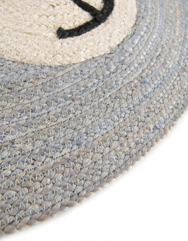 Gray 8' x 8' Kids Braided Jute Round Rug