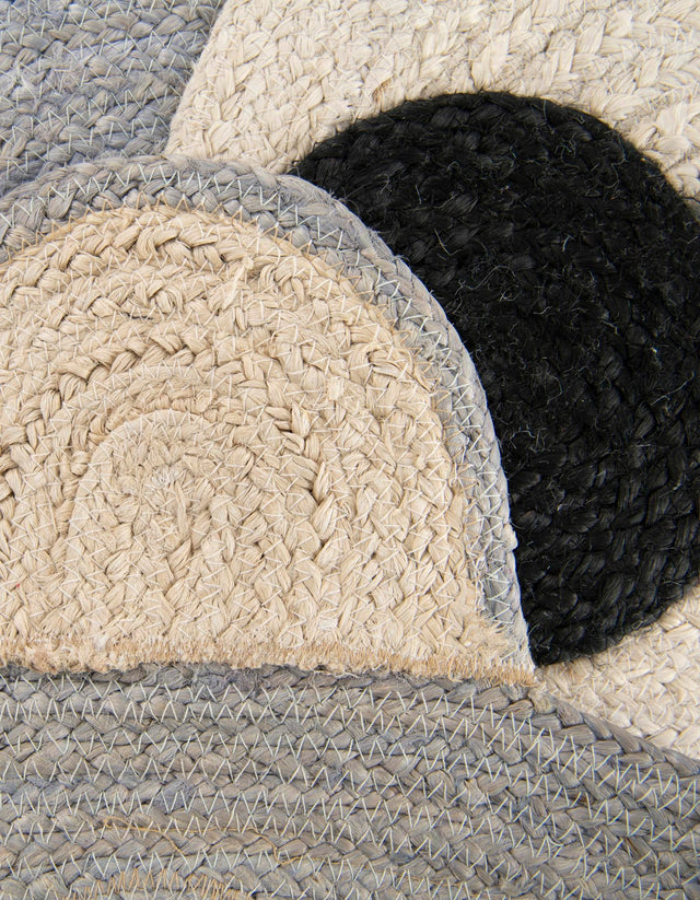 Gray 8' x 8' Kids Braided Jute Round Rug