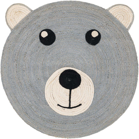 Gray 4' 1 x 4' 1 Kids Braided Jute Round Rug