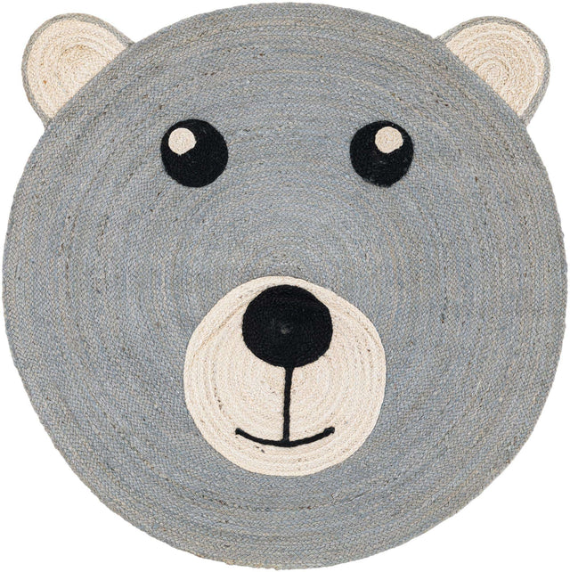 Gray 4' 1 x 4' 1 Kids Braided Jute Round Rug