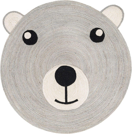 Gray 5' 1 x 5' 1 Kids Braided Jute Round Rug