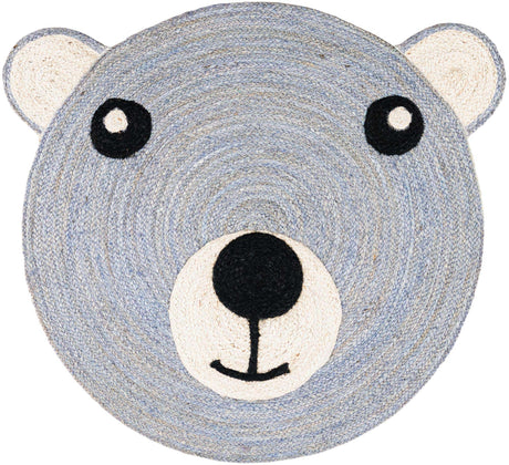 Gray 8' x 8' Kids Braided Jute Round Rug