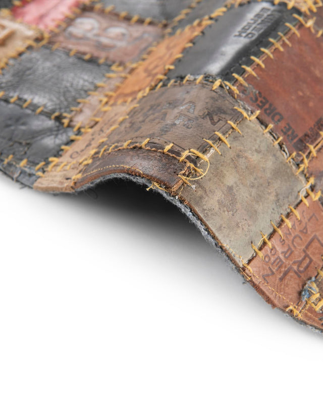 Black and Brown 10' x 10' Jean Leather Tag Round Area Rug Unique Modern Carpet With Cotton Backing for Living Rooms, Dining, Office, Bedrooms, Dorms for Sale at Rug Engine