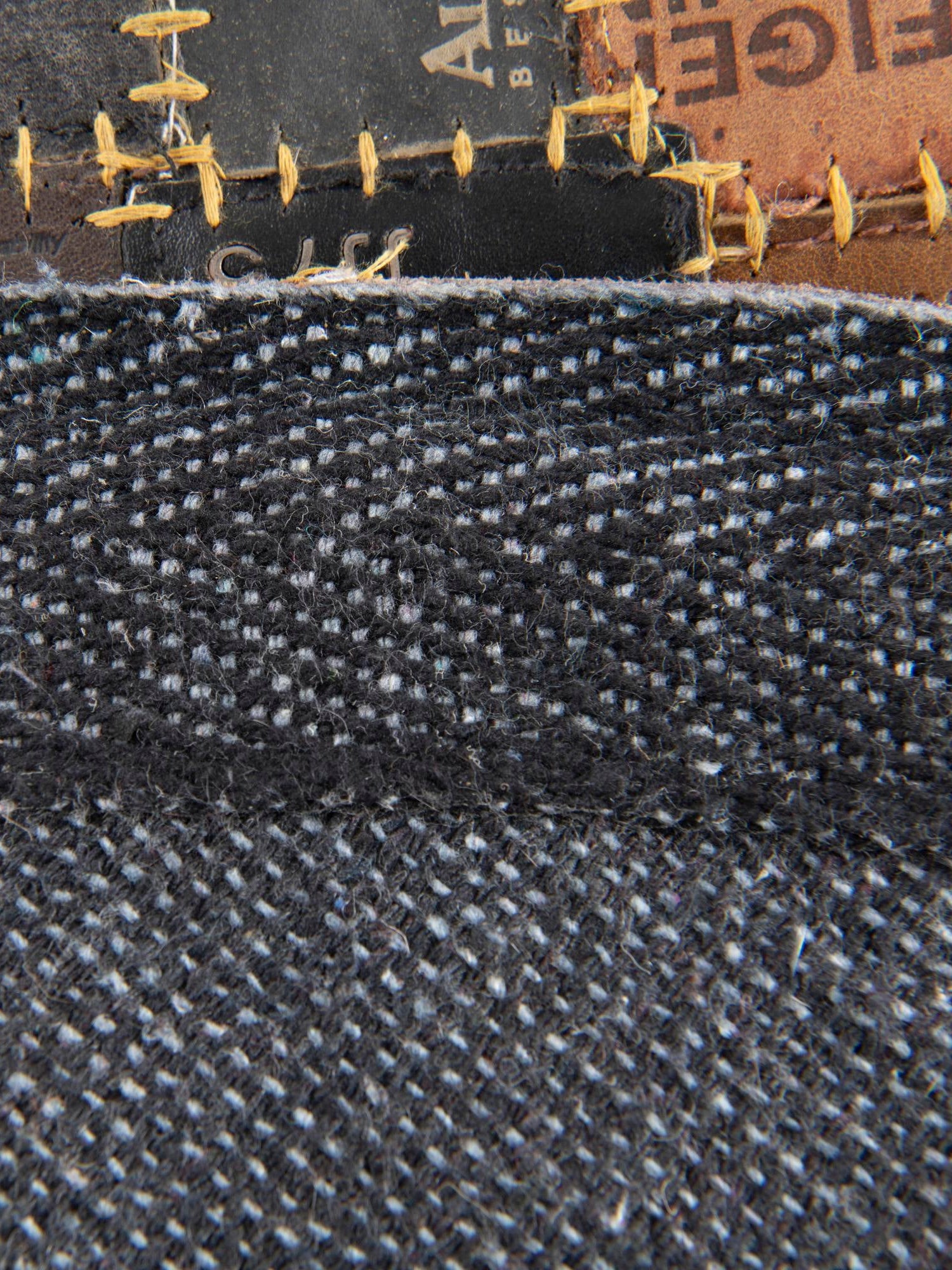 Black and Brown 4' 1 x 4' 1 Jean Leather Tag Round Area Rug Unique Modern Carpet With Cotton Backing for Living Rooms, Dining, Office, Bedrooms, Dorms for Sale at Rug Engine