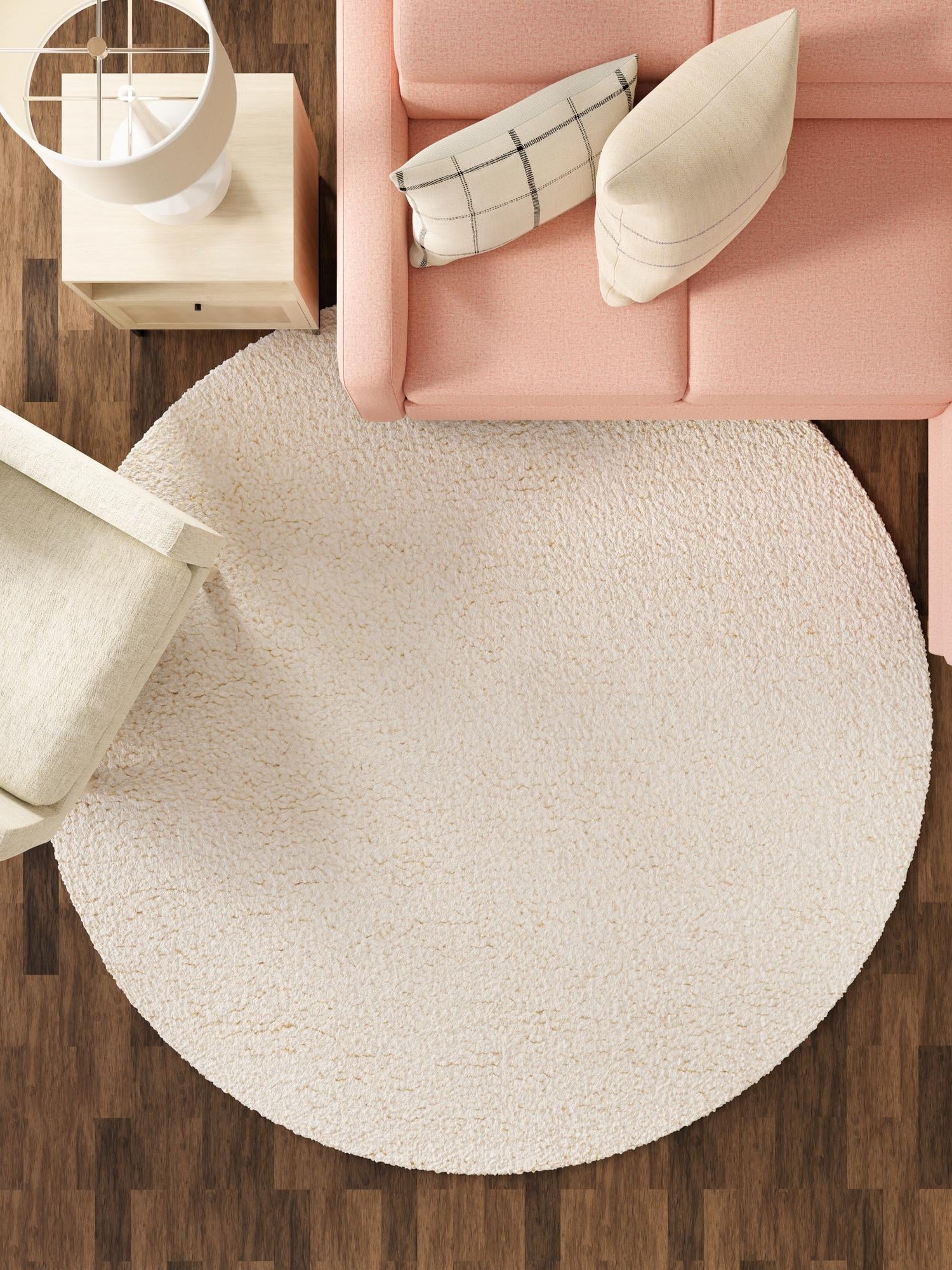 Moroccan Ivory 10' x 10' Haka Deluxe Shag Round Area Rug Thick Soft Touch Fluffy & Plush Shaggy Pile Hand Woven New Zealand Wool Carpet for Sale at Rug Engine