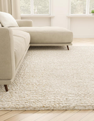 Moroccan Ivory 10' x 10' Haka Deluxe Shag Square Area Rug Thick Soft Touch Fluffy & Plush Shaggy Pile Hand Woven New Zealand Wool Carpet for Sale at Rug Engine
