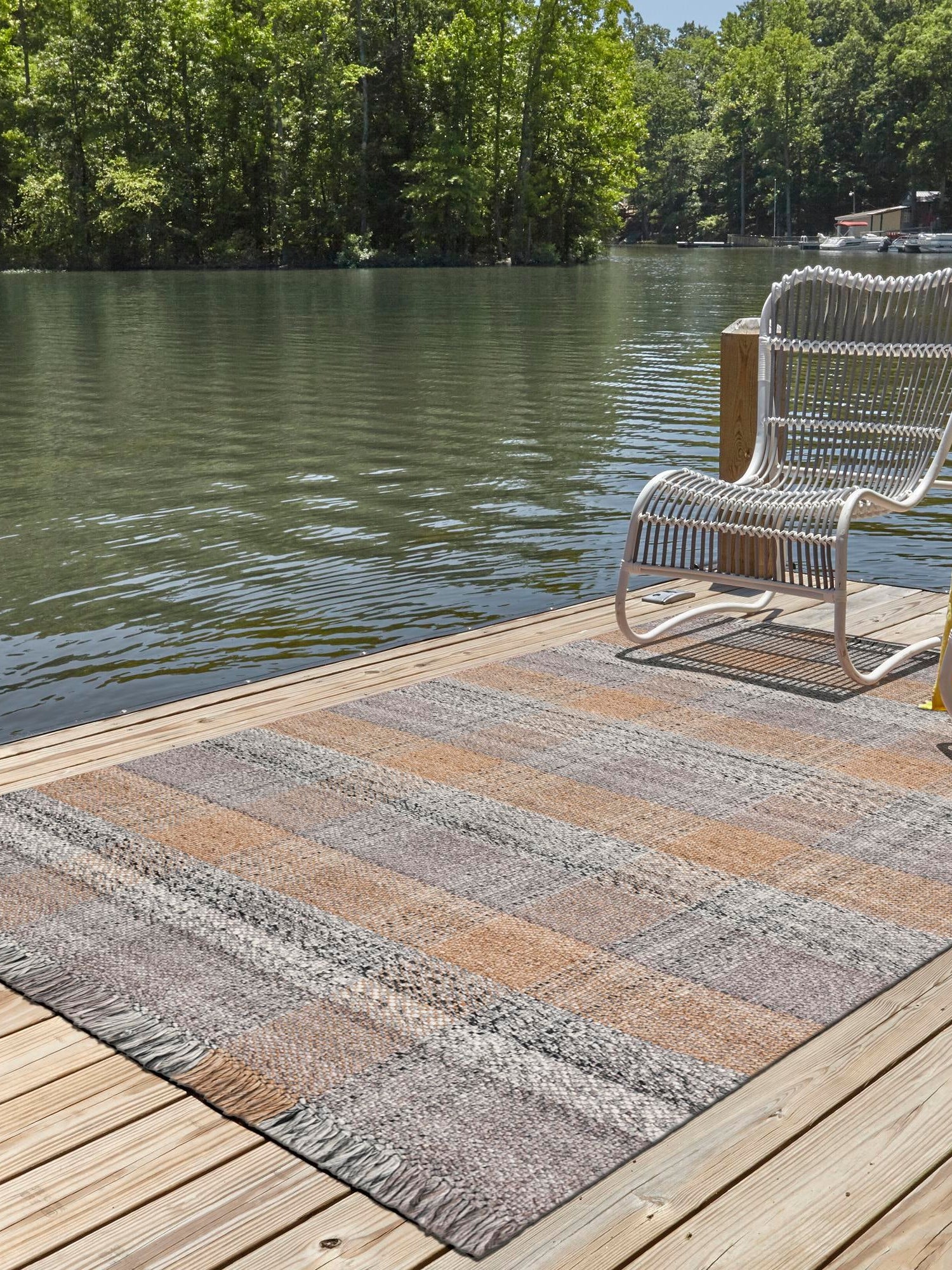 Washable Desert Gray 2' x 3' 1 Eco Plaid Indoor Outdoor Washable Rectangle Area Rug Easy to Clean Stain Resistant & Durable Weather Resistant for Patio, Deck, Terrace, Balcony, Porch 100% Recycled Plastic Bottles Carpet Mat for Sale at Rug Engine
