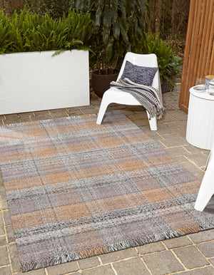 Washable Desert Gray 4' 1 x 6' 1 Eco Plaid Indoor Outdoor Washable Rectangle Area Rug Easy to Clean Stain Resistant & Durable Weather Resistant for Patio, Deck, Terrace, Balcony, Porch 100% Recycled Plastic Bottles Carpet Mat for Sale at Rug Engine