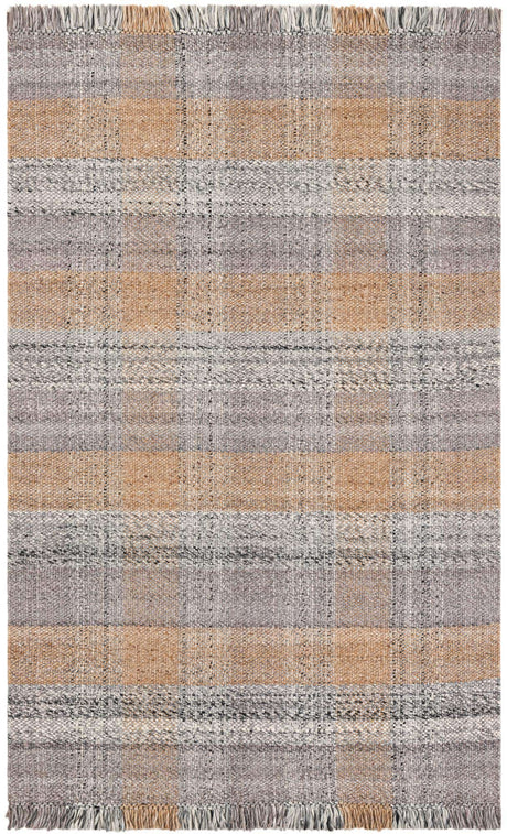 Desert Gray 5' 1 x 8' Eco Plaid Indoor Outdoor Washable Rectangle Rug