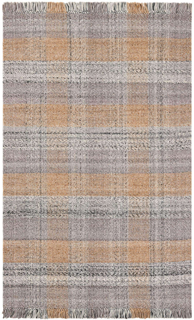 Desert Gray 5' 1 x 8' Eco Plaid Indoor Outdoor Washable Rectangle Rug