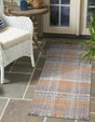 Washable Desert Gray 2' 7 x 10' Eco Plaid Indoor Outdoor Washable Runner Area Rug Easy to Clean Stain Resistant & Durable Weather Resistant for Patio, Deck, Terrace, Balcony, Porch 100% Recycled Plastic Bottles Carpet Mat for Sale at Rug Engine