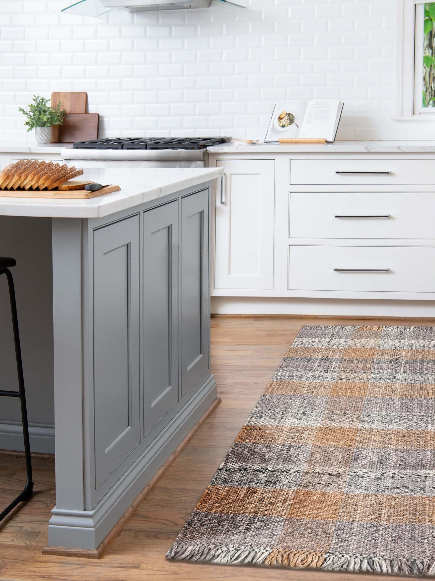 Washable Desert Gray 2' 7 x 10' Eco Plaid Indoor Outdoor Washable Runner Area Rug Easy to Clean Stain Resistant & Durable Weather Resistant for Patio, Deck, Terrace, Balcony, Porch 100% Recycled Plastic Bottles Carpet Mat for Sale at Rug Engine