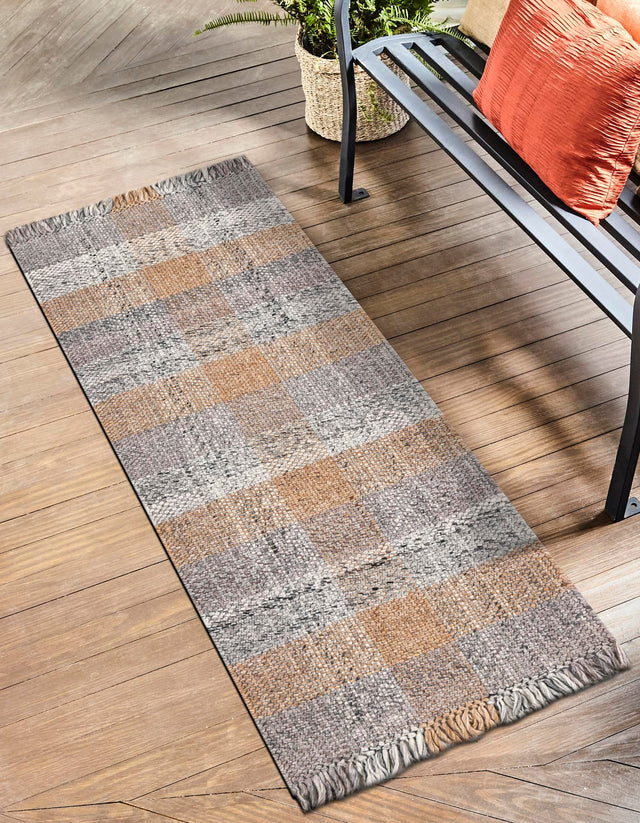 Washable Desert Gray 2' x 8' Eco Plaid Indoor Outdoor Washable Runner Area Rug Easy to Clean Stain Resistant & Durable Weather Resistant for Patio, Deck, Terrace, Balcony, Porch 100% Recycled Plastic Bottles Carpet Mat for Sale at Rug Engine