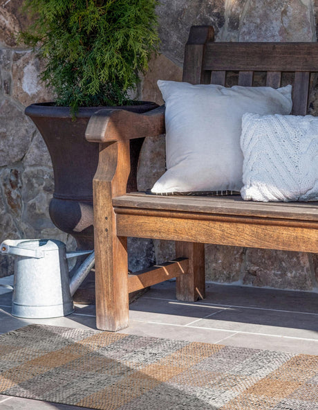 Washable Desert Gray 2' x 8' Eco Plaid Indoor Outdoor Washable Runner Area Rug Easy to Clean Stain Resistant & Durable Weather Resistant for Patio, Deck, Terrace, Balcony, Porch 100% Recycled Plastic Bottles Carpet Mat for Sale at Rug Engine