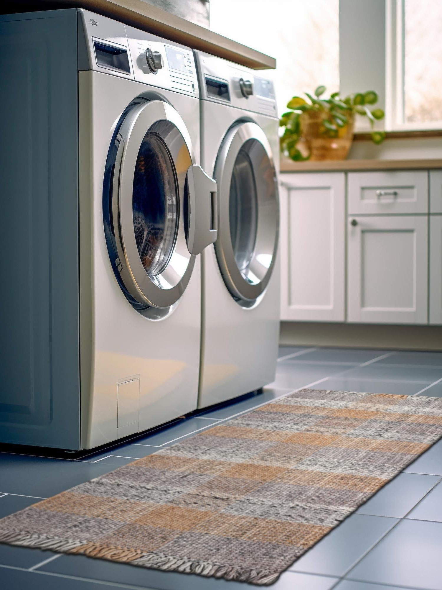 Washable Desert Gray 2' 7 x 10' Eco Plaid Indoor Outdoor Washable Runner Area Rug Easy to Clean Stain Resistant & Durable Weather Resistant for Patio, Deck, Terrace, Balcony, Porch 100% Recycled Plastic Bottles Carpet Mat for Sale at Rug Engine